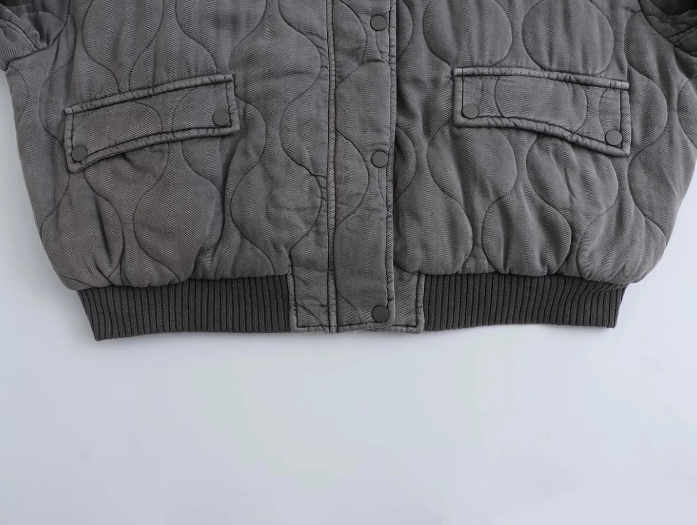 Maxime | Gepolsterte Oversized Bomberjacke in Vintage-Grau
