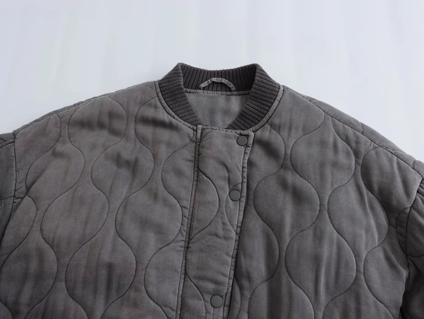 Maxime | Gepolsterte Oversized Bomberjacke in Vintage-Grau
