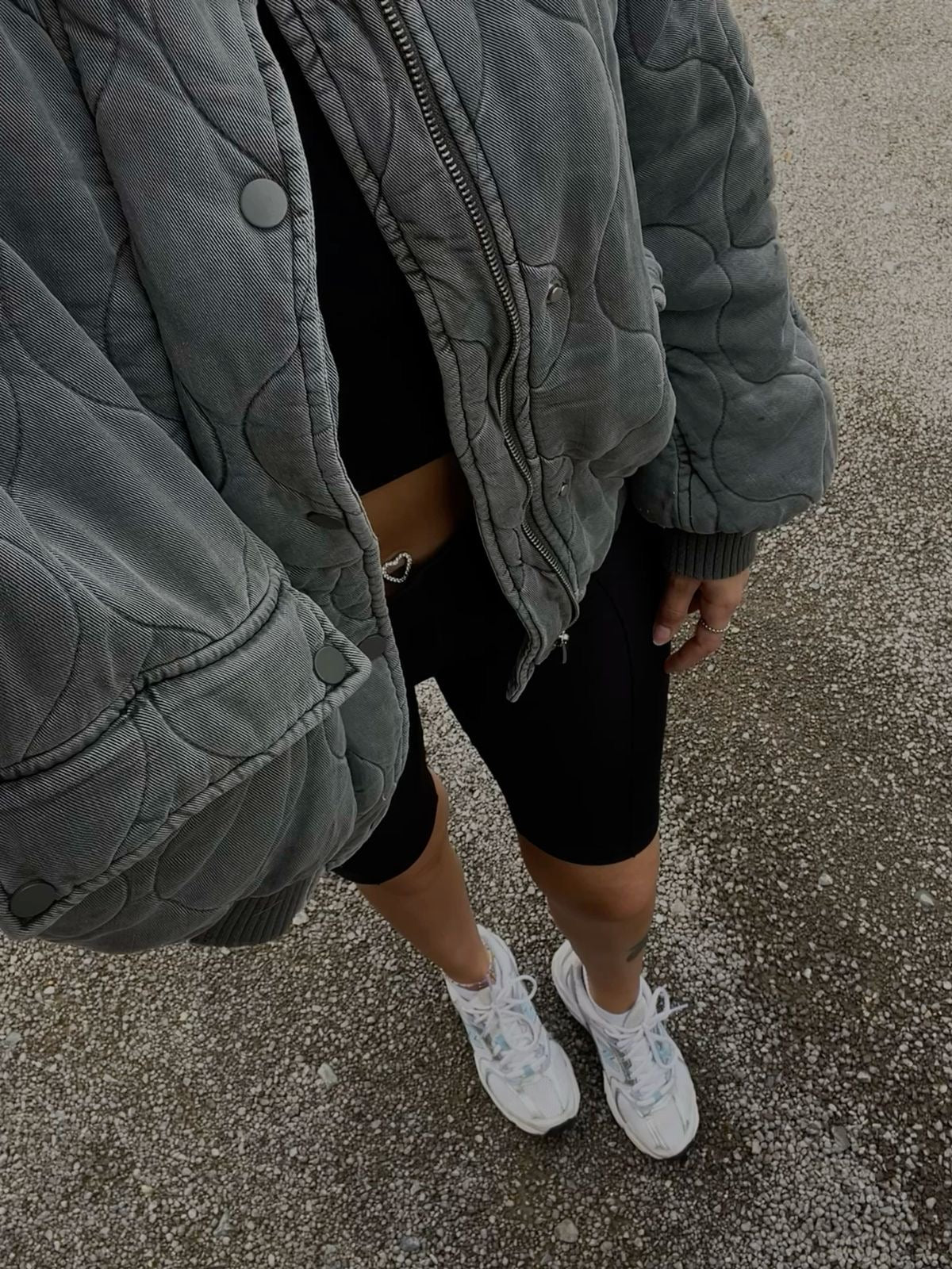 Maxime | Gepolsterte Oversized Bomberjacke in Vintage-Grau