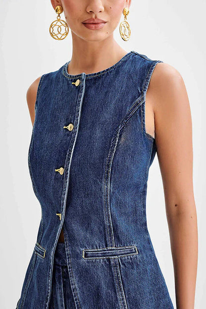Ella | Denim-Weste mit Taschen
