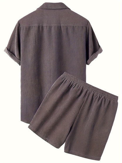 Dennis | Sommer-Set mit Cord-Optik – Hemd & Shorts