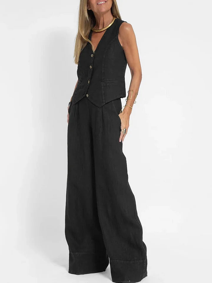 Marie | Damen Leinen Set – Tailored Weste und Hose