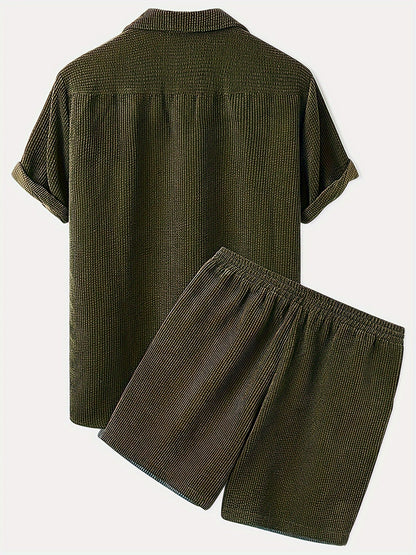 Dennis | Sommer-Set mit Cord-Optik – Hemd & Shorts