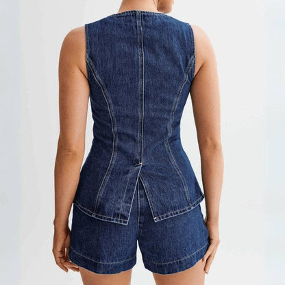 Ella | Denim-Weste mit Taschen