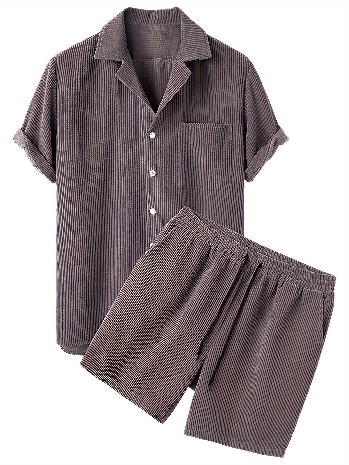 Dennis | Sommer-Set mit Cord-Optik – Hemd & Shorts