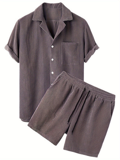 Dennis | Sommer-Set mit Cord-Optik – Hemd & Shorts