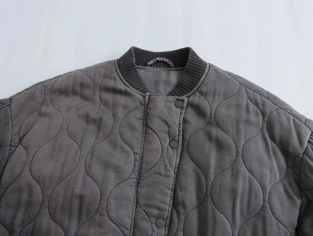 Maxime | Gepolsterte Oversized Bomberjacke in Vintage-Grau