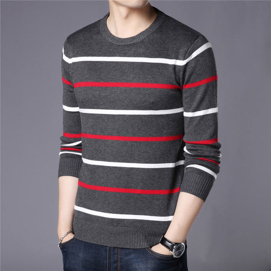 Daniel | Gestreifter Feinstrickpullover mit klassischem O-Ausschnitt