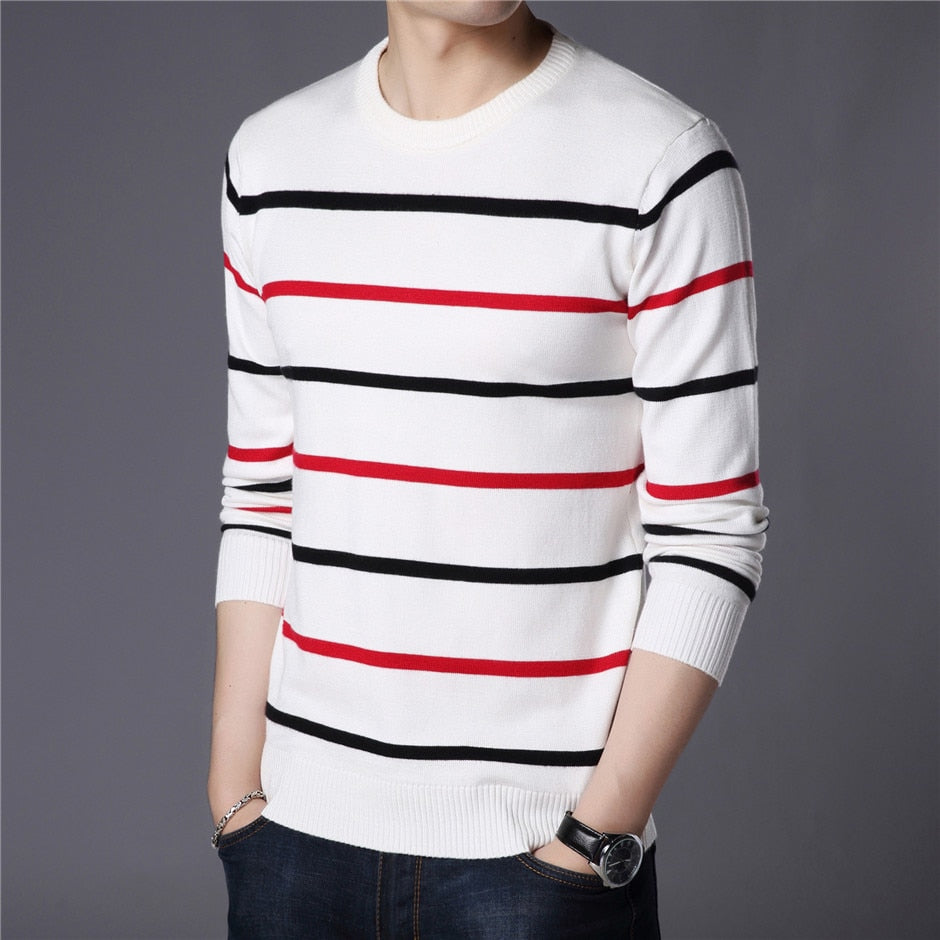 Daniel | Gestreifter Feinstrickpullover mit klassischem O-Ausschnitt