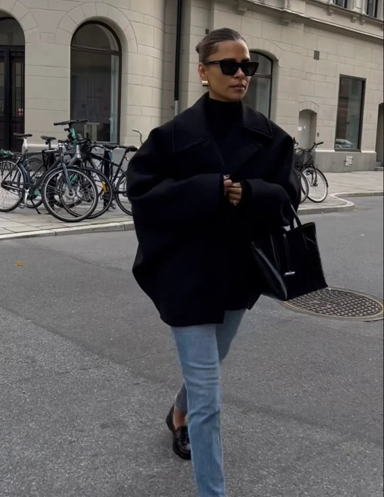 Lovie | Oversized Mantel mit Wollgefühl & City-Chic
