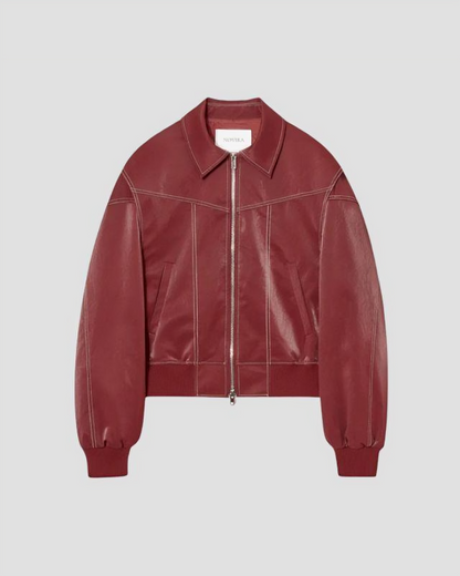 Liv | Oversized Burgundy Lederjacke