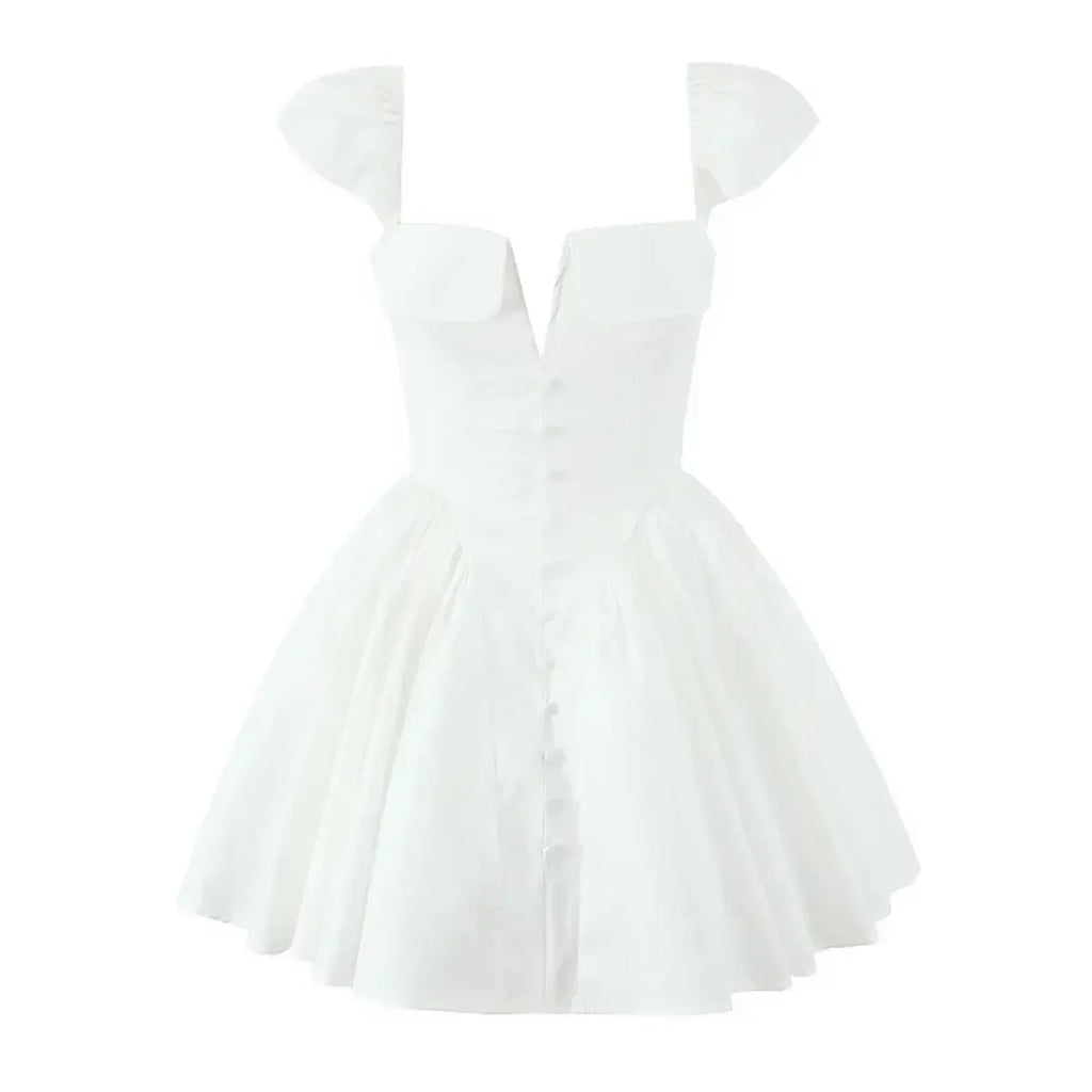 Anna | Vintage-inspiriertes Minikleid mit Cape-Ärmeln und V-Ausschnitt