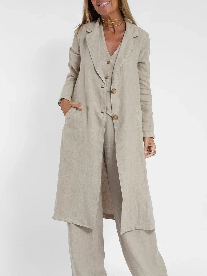 Marie | Damen Leinen Set – Tailored Weste und Hose