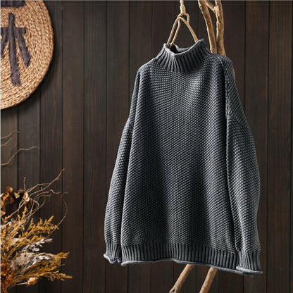 Leonie | Strickpullover mit hohem Kragen & klassischer Struktur