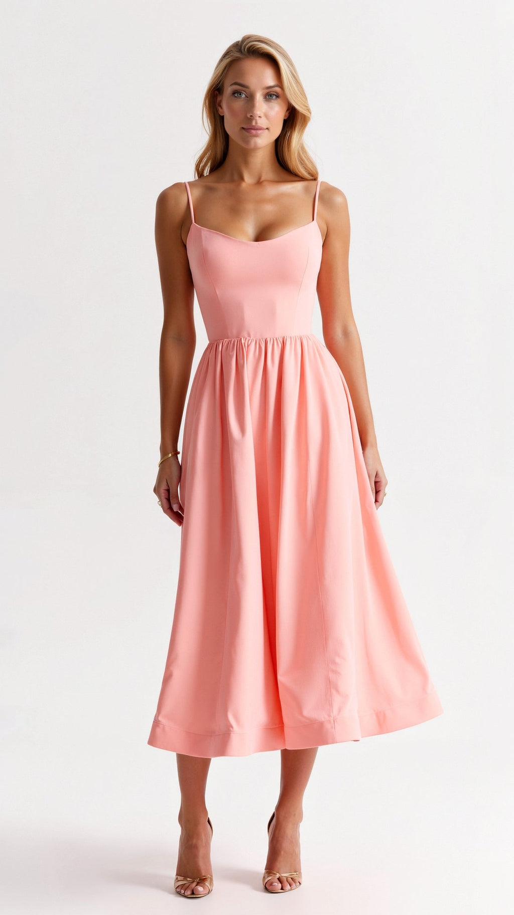 Eileen | Elegantes Midikleid mit zarten Trägern und femininer Leichtigkeit